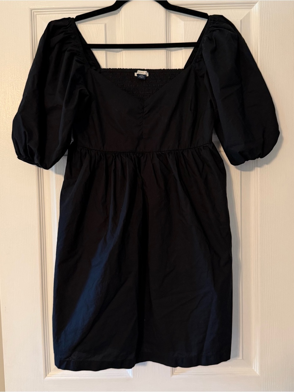 American Eagle Black Puff Sleeve Babydoll Mini Dress Size L